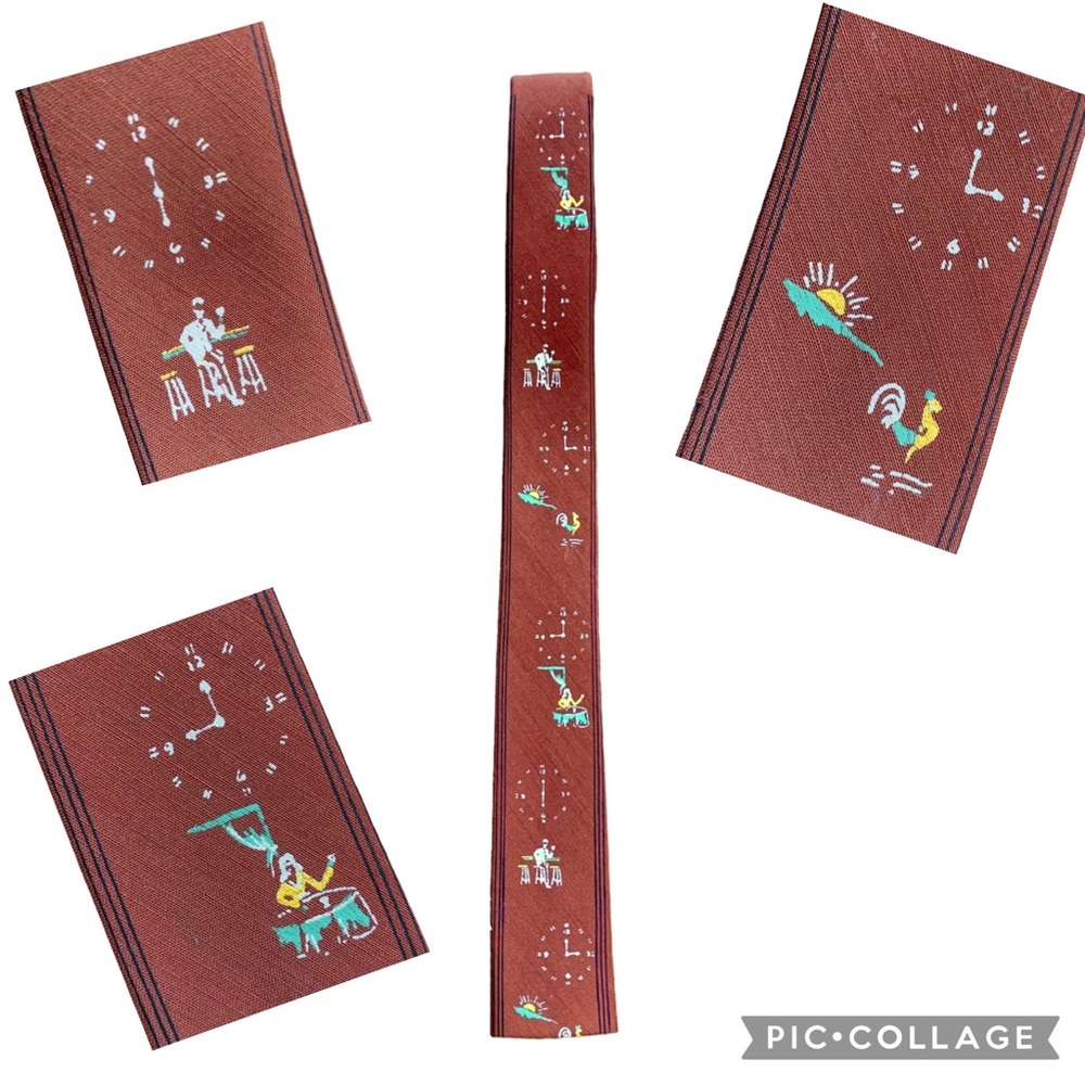 Vintage 40s 50s Square End Skinny Clock Daily Routine Necktie